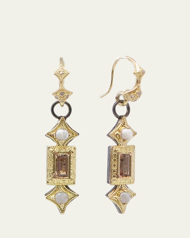 Crivelli Drop Earrings with Opal and Morganite